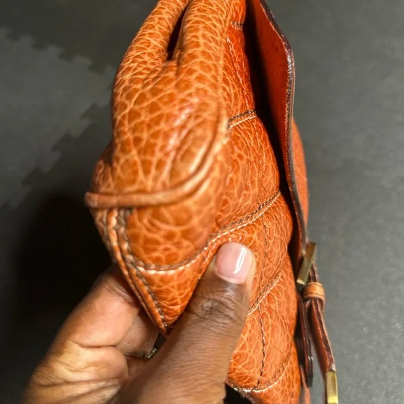 Capaccioli Y2K Orange Leather Wristlet - Picture 3 of 8